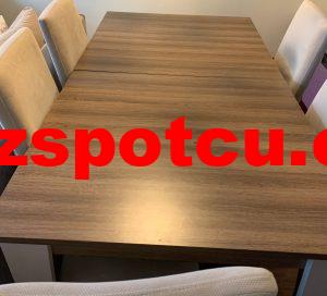 Antika ahşap şamdan siyah ve gold renkli 4 Defolu istikbal yemek odası takımı temiz teşhir mobilya